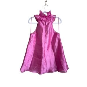 LENA Medium Ruffle Halter Neck A-Line Bubble Gum Pink Mini Dress Feminine NWOT